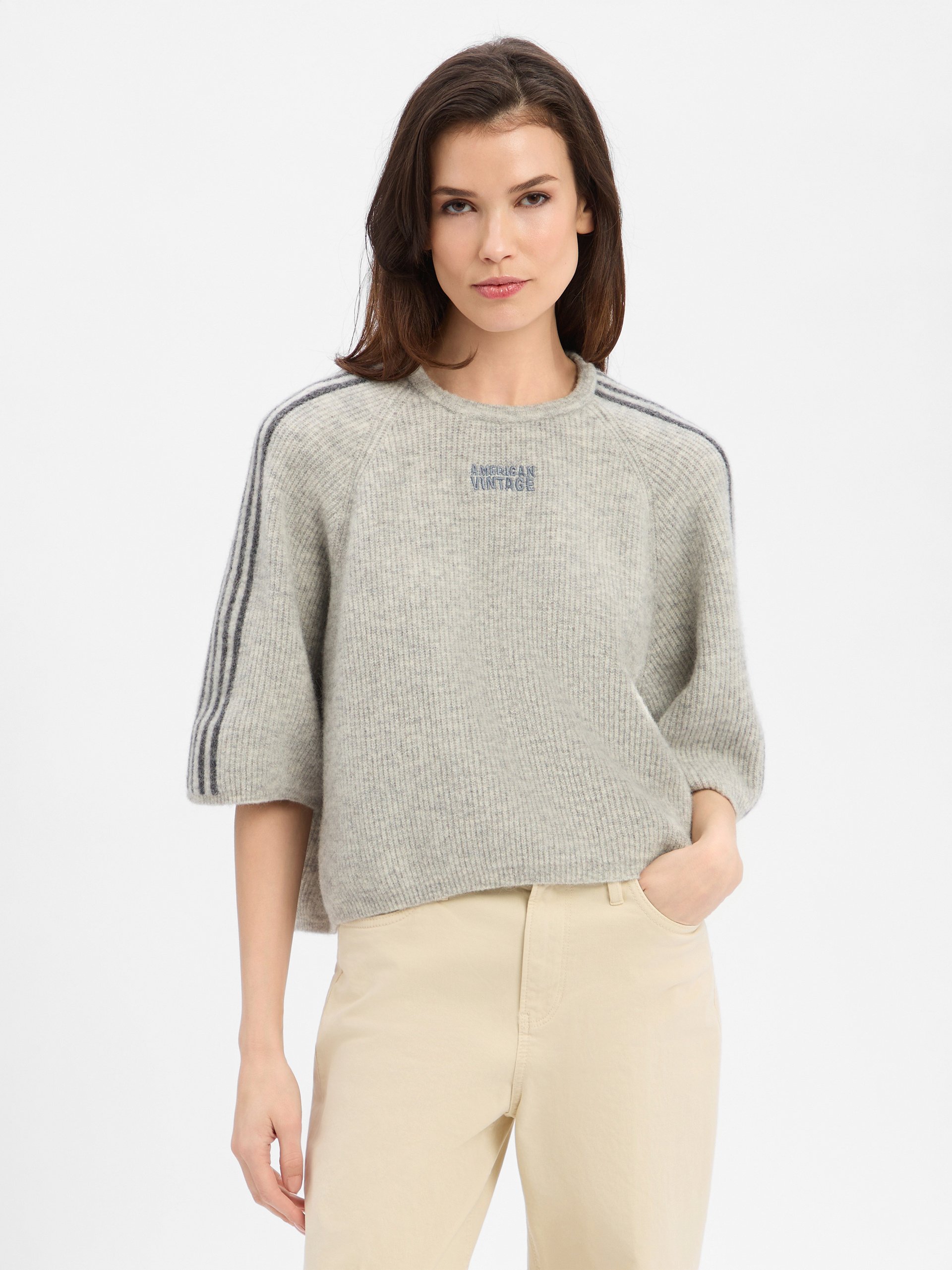 american vintage Sweter z dzianiny z zawartością alpaki Kobiety szary, XS/S