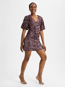 Artikelbild damen Kleid mit Pailletten von Marie Lund in rosa schwarz uni